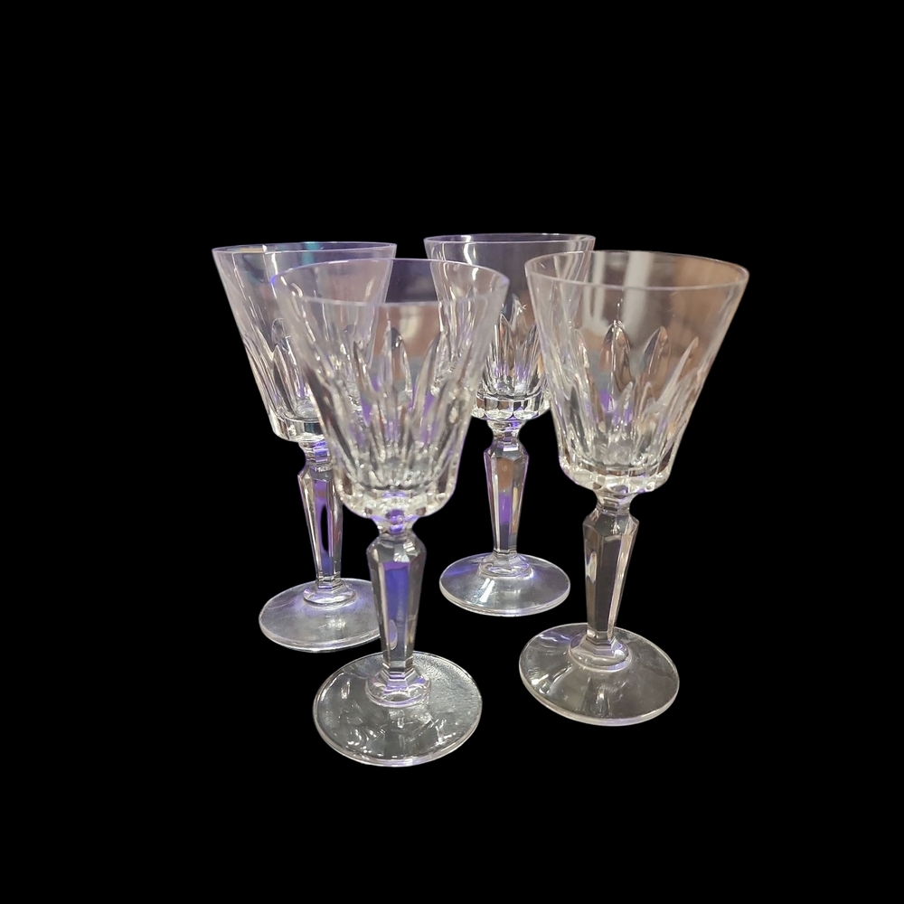 VTG 70S Clear Crystal Wine Goblets with Prismatic Design Set Of 4 Lafayette